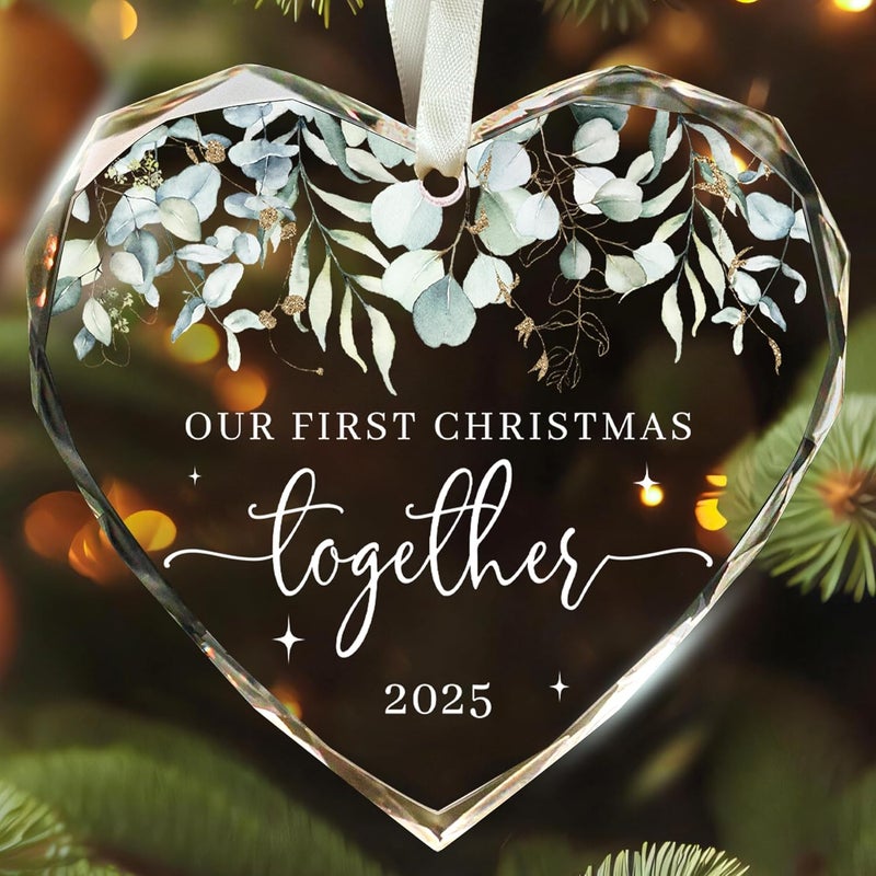 TEEBIM Our First Christmas Together Ornament 2025 - Wedding Gifts - Wedding Gifts for Couples 2025 - Future Mr and Mrs, Married Couple Gift Ideas - Glass 1st Christmas Together Ornament - Image 1